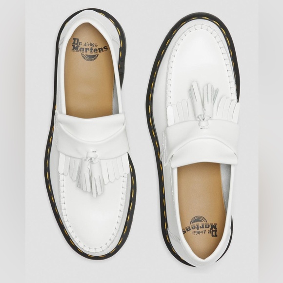 Dr. Martens Other - DR MARTENS ADRIAN YELLOW STITCH LEATHER TASSEL LOAFERS WHITE SMOOTH LEATHER
